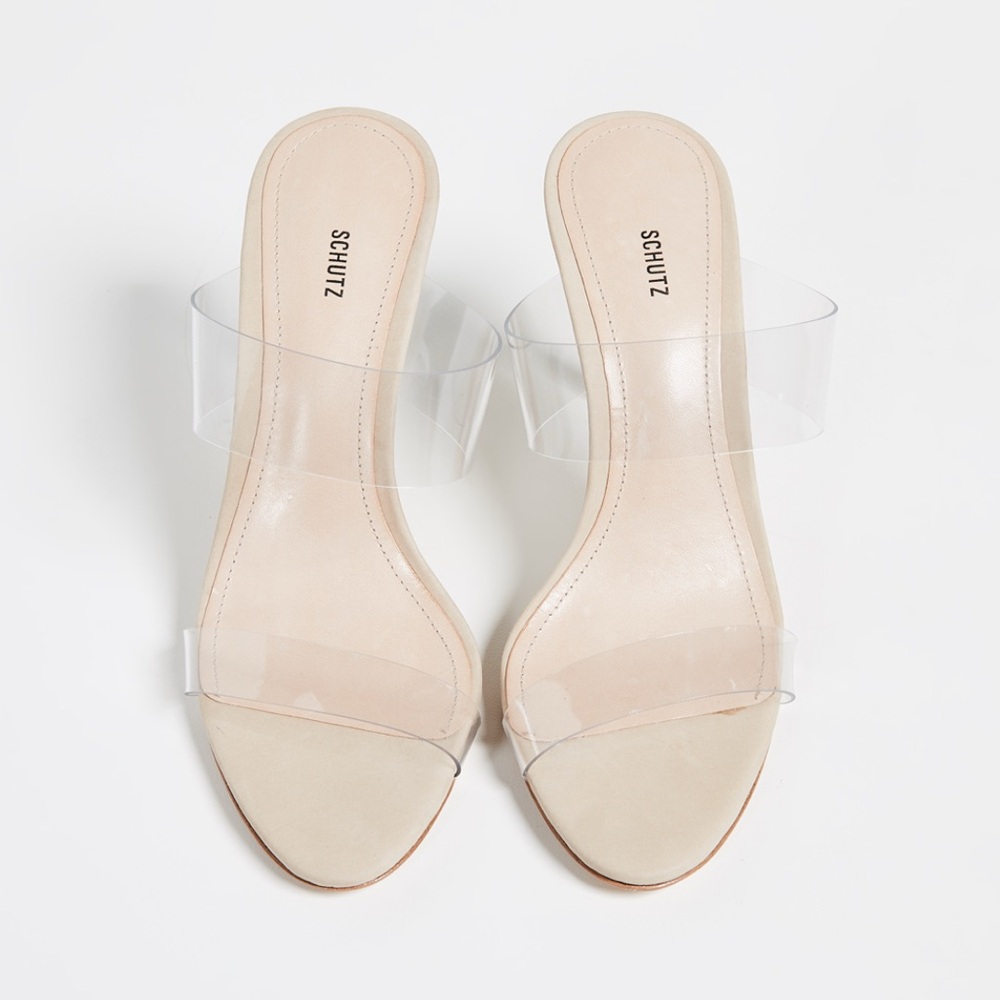 SCHUTZ Ariella Tan Heels Minimalist Slide Sandals